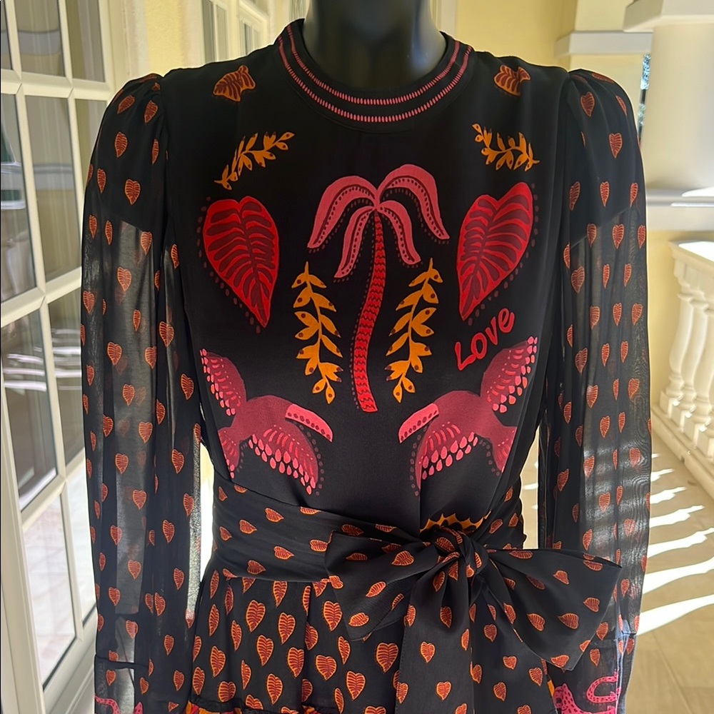 RARE Farm Rio Tropical Black Women's Dress Size Medium
